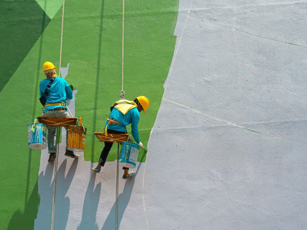 Exterior Painting work with  material 